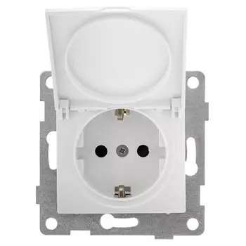 розетка 1 пост GUSI Bravo с/з с з/ш и крышкой IP44 16А 250В белый