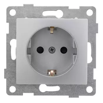 розетка 1 пост GUSI Bravo с/з с з/ш 16А 250В серебро