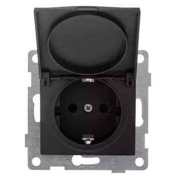 розетка 1 пост GUSI Bravo с/з с з/ш и крышкой IP44 16А 250В графит