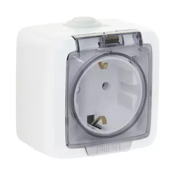 розетка 1-пост HEGEL Alfa с/з б/ш IP44 белый