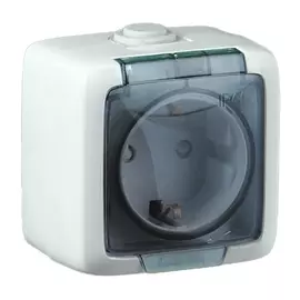 розетка 1-пост HEGEL Alfa с/з б/ш IP44 белый