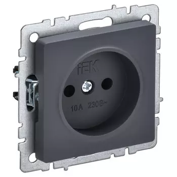 розетка 1 пост IEK BRITE б/з б/ш 10А графит
