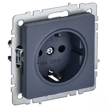 розетка 1 пост IEK BRITE с/з б/ш 16А маренго