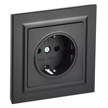 розетка 1 пост IEK BRITE с/з с/ш 16А в сборе черный