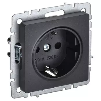 розетка 1 пост IEK BRITE с/з б/ш 16А черный