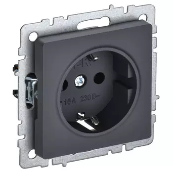 розетка 1 пост IEK BRITE с/з с/ш 16А графит