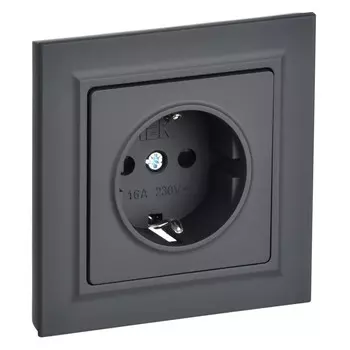 розетка 1 пост IEK BRITE с/з с/ш 16А в сборе графит