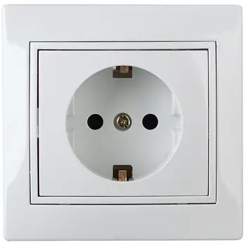 розетка 1 пост INTRO Plano с заземлением со шторками белый