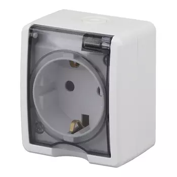 розетка 1 пост ЭРА Эксперт IP54 с заземлением белый