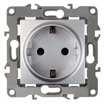 розетка 1 пост ЭРА серия 12 с заземлением алюминий