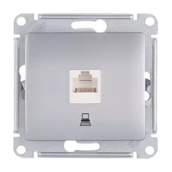 розетка компьютерная 1 пост SCHNEIDER ELECTRIC Glossa RJ45 категория 5 алюминий