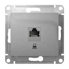 розетка 1 пост компьютерная RJ45 SCHNEIDER ELECTRIC Glossa категория 5, алюминий