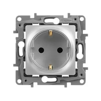 розетка 1 пост LEGRAND Etika с/з с/ш алюминий