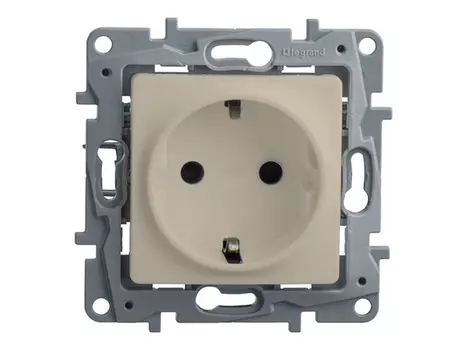розетка 1 пост LEGRAND Etika с/з с/ш слоновая кость