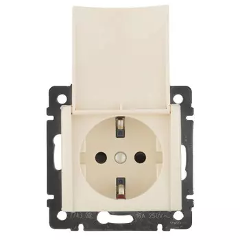 розетка 1 пост LEGRAND Valena с/з б/ш с крышкойслоновая кость