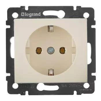 розетка 1 пост LEGRAND Valena с/з б/ш слоновая кость