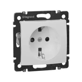 розетка 1 пост LEGRAND Valena с/з шторки белая