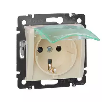 розетка 1 пост LEGRAND Valena с/з крышка слоновая кость