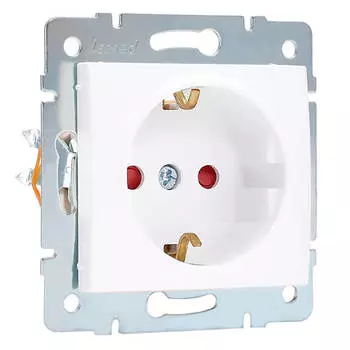 розетка 1 пост LEZARD Karina с/з с/ш 16А с защитой от детей белая