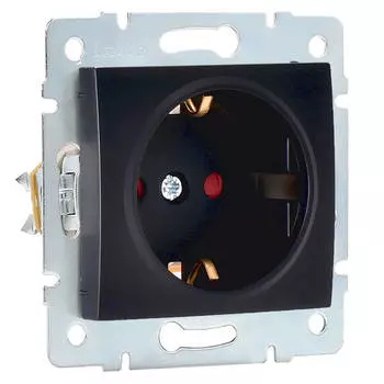 розетка 1 пост LEZARD Karina с/з с/ш 16А с защитой от детей черный бархат