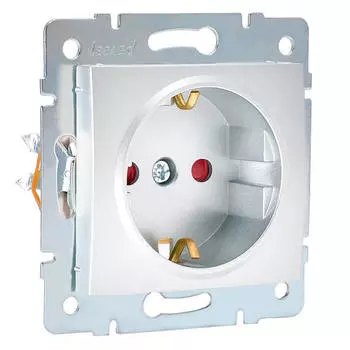 розетка 1 пост LEZARD Karina с/з с/ш 16А с защитой от детей матовое серебро