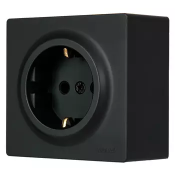 розетка 1 пост LEZARD Leto ПБТ с/з чёрный бархат