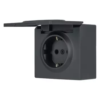 розетка 1 пост LEZARD Leto с/з ПБТ с крышкой графит