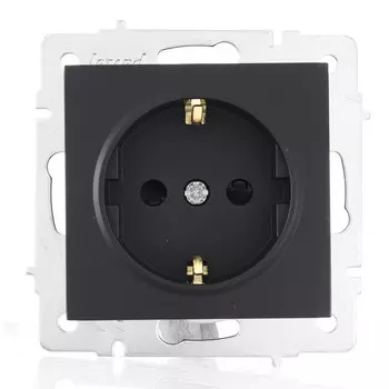 розетка 1 пост LEZARD Vesna ПБТ с защитой от детей чёрный бархат