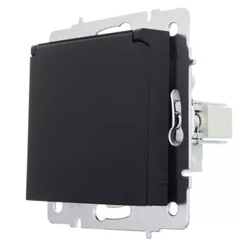 розетка 1 пост LEZARD Vesna с/з ПБТ с крышкой чёрный бархат