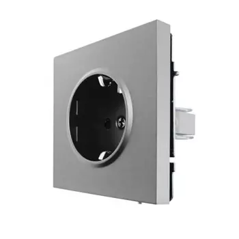 розетка 1 пост LEZARD Zima ПБТ с защитой от детей серый матовый