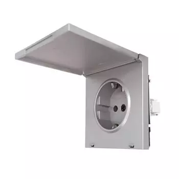 розетка 1 пост LEZARD Zima с/з ПБТ с крышкой серый матовый