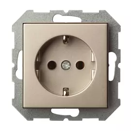 розетка 1 пост LIREGUS Epsilon c заземлением, шампань