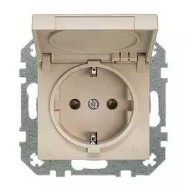 розетка 1 пост LIREGUS Retro с заземлением пруж. матовый крем