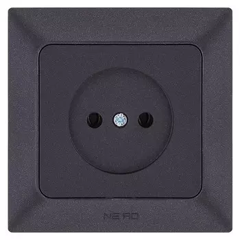 розетка 1 пост NE-AD Aras б/з 16А 250В металлик черный
