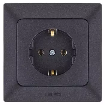 розетка 1 пост NE-AD Aras с/з 16А 250В металлик черный