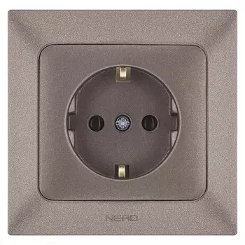 розетка 1 пост NE-AD Aras с/з 16А 250В металлик мокка
