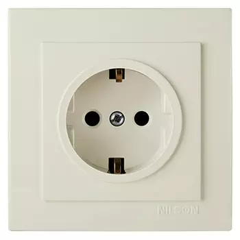 розетка 1 пост NILSON Touran Naturel с заземлением, кремовый