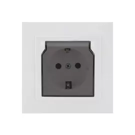 розетка 1 пост NILSON Touran Naturel с заземлением с крышкой, белый