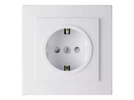 розетка 1 пост NILSON Touran Naturelс заземлением, c защитной шторкой, белый
