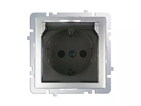 розетка 1 пост NILSON Touran с заземлением с/к серебро
