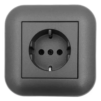 розетка 1 пост OVIVO Loft с заземлением дымчатый