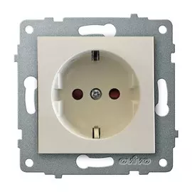 розетка 1 пост OVIVO Loft с заземлением с защитой от детей крем