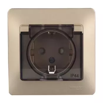 розетка 1 пост SCHNEIDER ELECTRIC Glossa IP44 с/з с/к с/ш титан