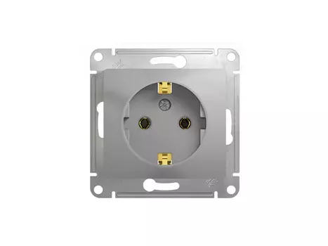 розетка 1 пост SCHNEIDER ELECTRIC Glossa с заземлением, алюминий