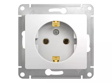 розетка 1 пост SCHNEIDER ELECTRIC Glossa с заземлением, белый