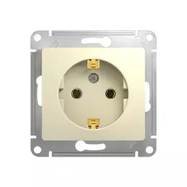 розетка 1 пост SCHNEIDER ELECTRIC Glossa с заземлением, бежевый