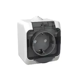 розетка 1 пост SCHNEIDER ELECTRIC Этюд IP44 с заземлением с крышкой, с защитной шторкой, белый