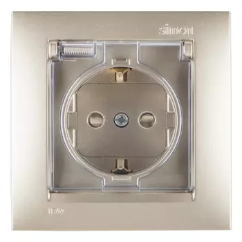 розетка 1 пост SIMON серия 15 IP44 с/з с/ш с/к шампань