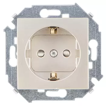 розетка 1 пост SIMON серия 15 с заземлением шампань