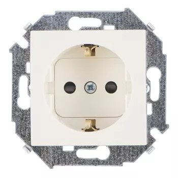 розетка 1 пост SIMON серия 15 с заземлением слоновая кость